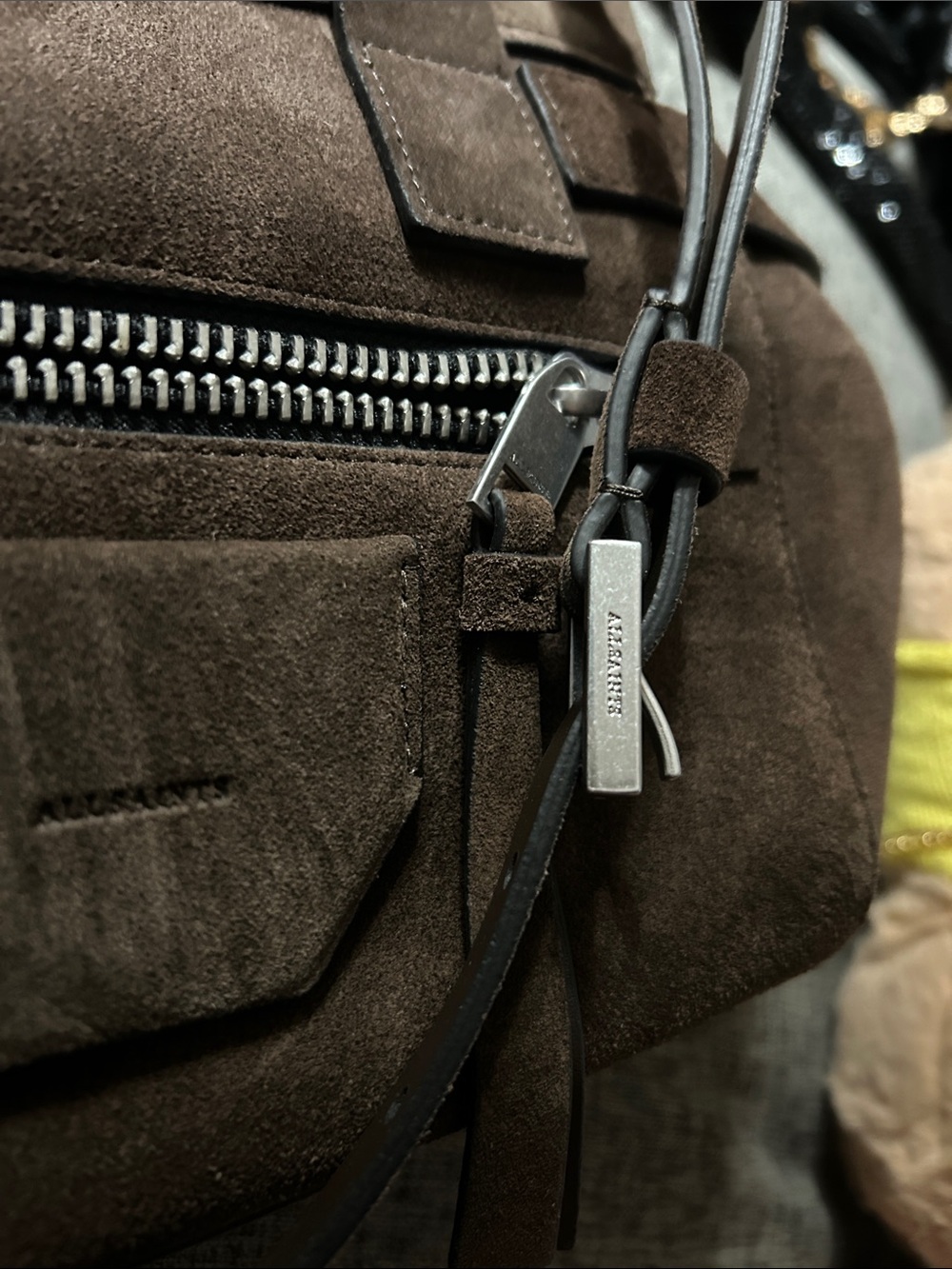 AllSAINTS Mini Perez Suede Top Handle Bag - Picture 11 of 14
